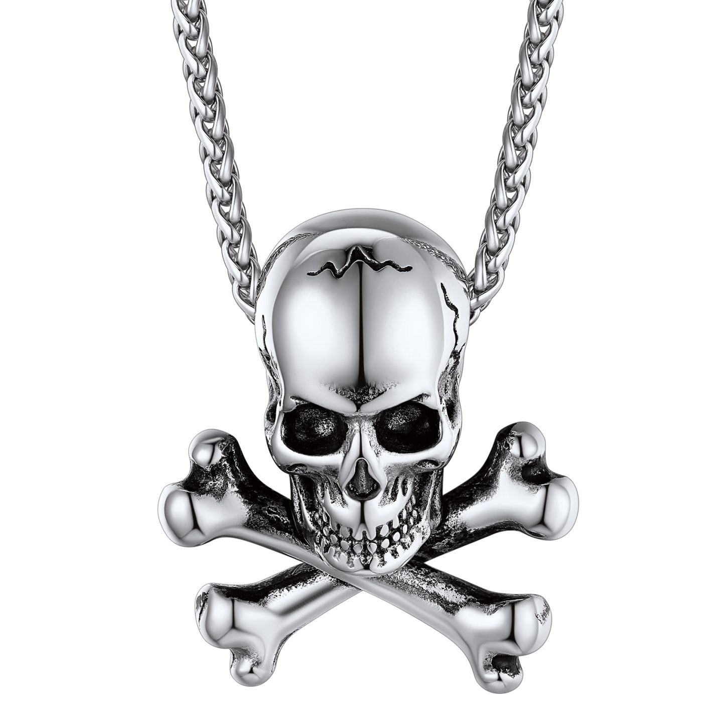 Gothic Skull Necklace Crossbones Pendant