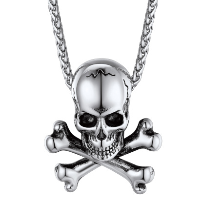 Gothic Skull Necklace Crossbones Pendant
