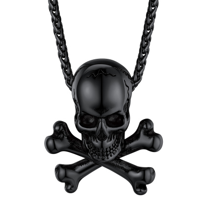 Gothic Skull Necklace Crossbones Pendant