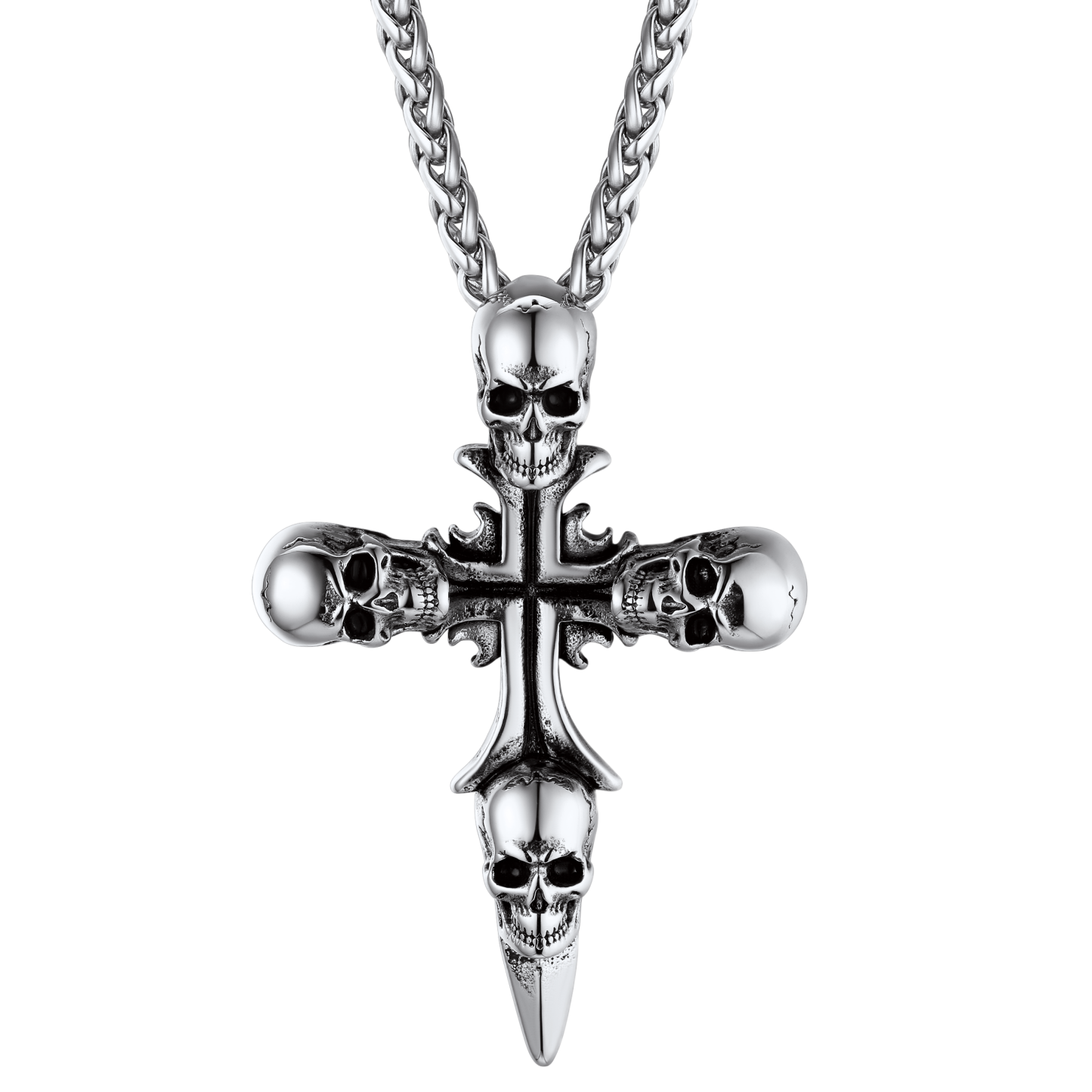 Skull Cross Pendant Necklace with Black Plated