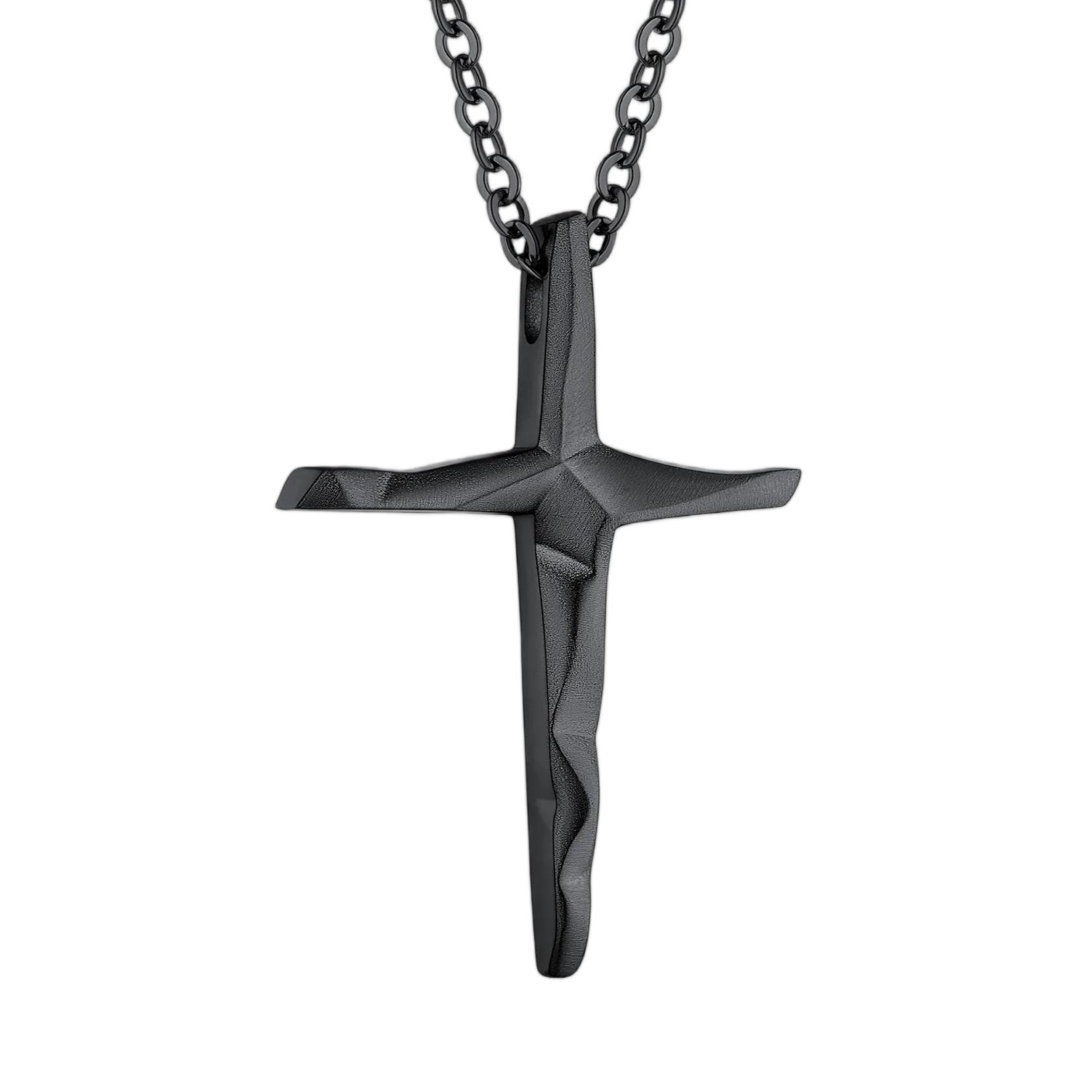 20" Black Cross Necklace