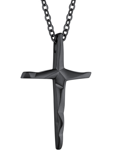 20" Black Cross Necklace