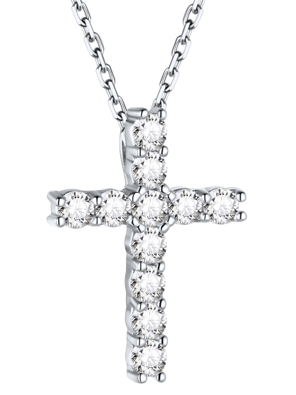Silver Cubic Zirconia Cross Necklace