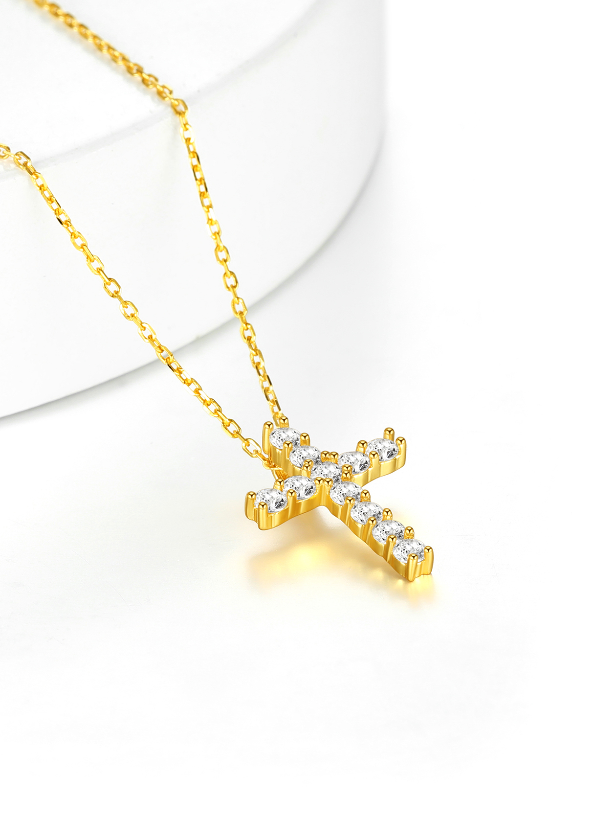 Silver Cubic Zirconia Cross Necklace