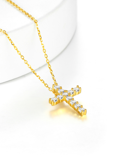 Silver Cubic Zirconia Cross Necklace