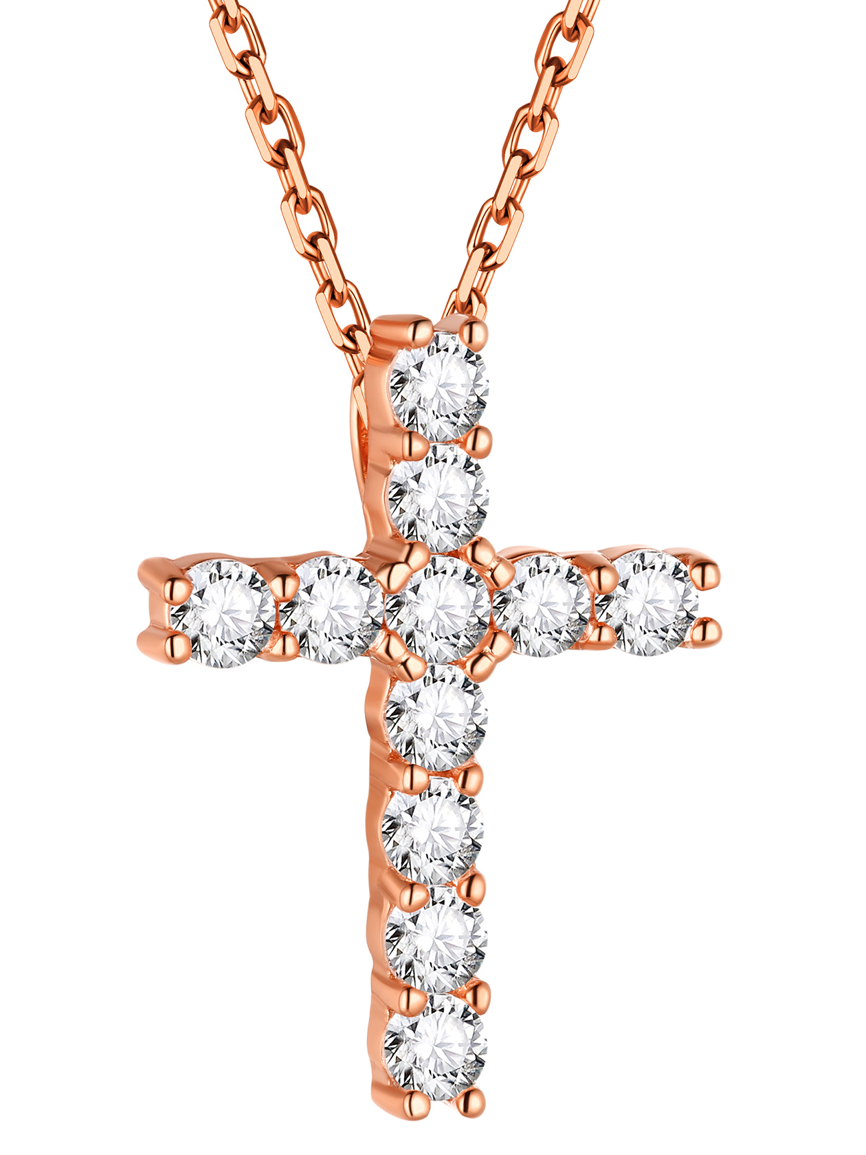 Silver Cubic Zirconia Cross Necklace