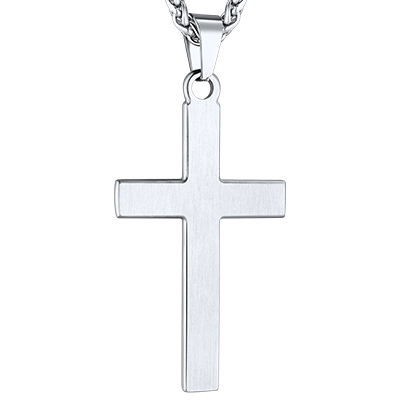 Waterproof cross necklace men silver