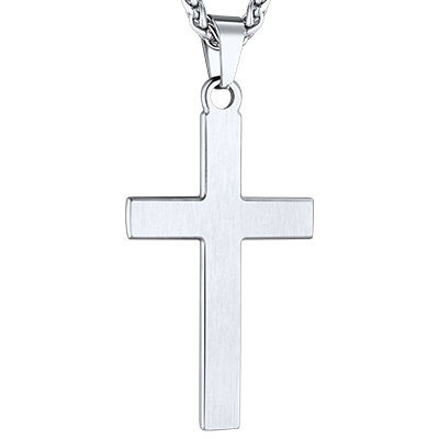Waterproof cross necklace men silver