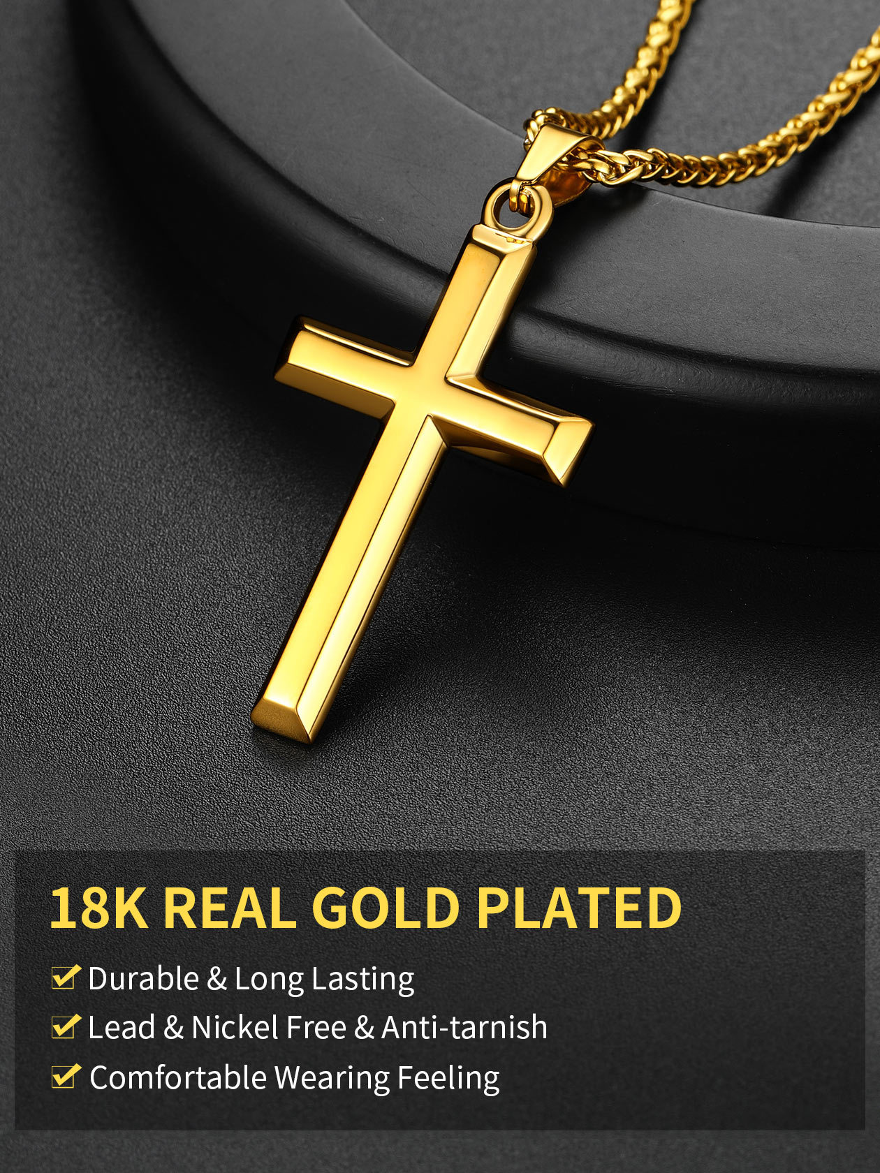 Religious cross necklace for men