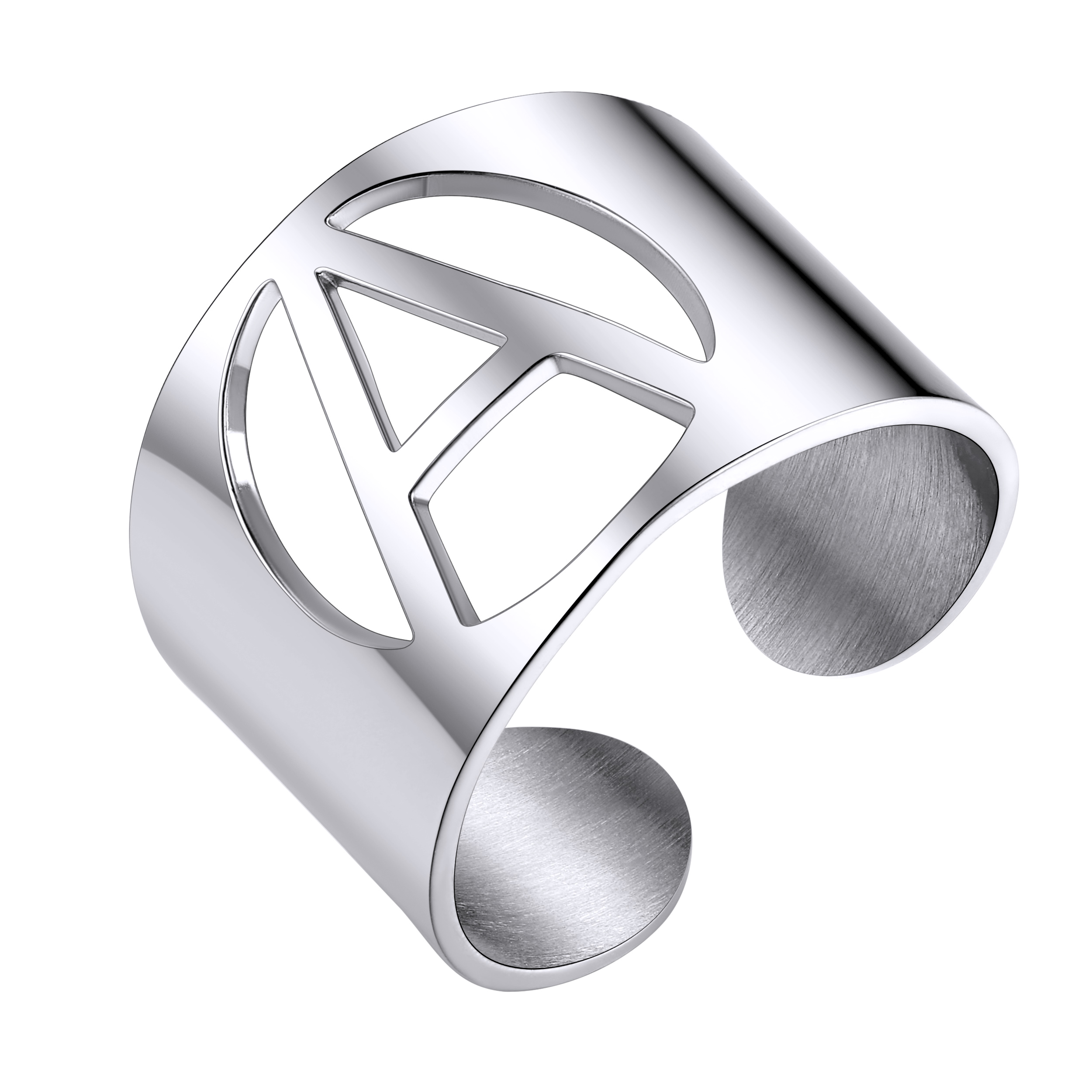 Open Cuff Rings for Women Men Name Alphabet Ring