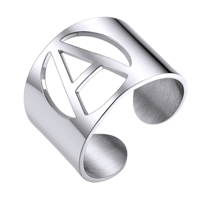 Open Cuff Rings for Women Men Name Alphabet Ring