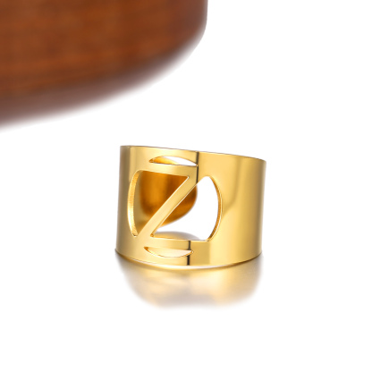 Open Cuff Rings for Women Men Name Alphabet Ring