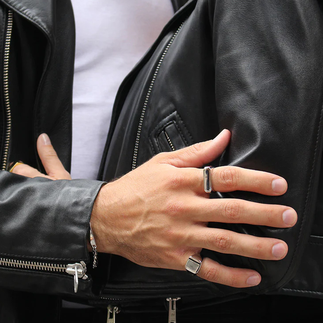 Signet Ring Stainless Steel Vintage Grey