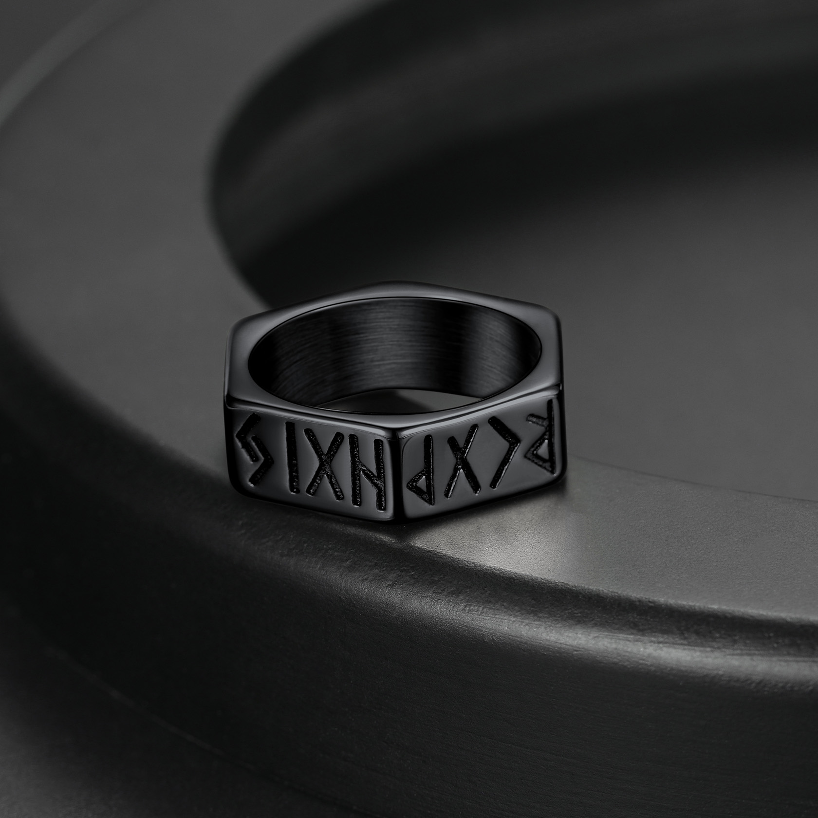 Nordic Rune Hexagonal Ring