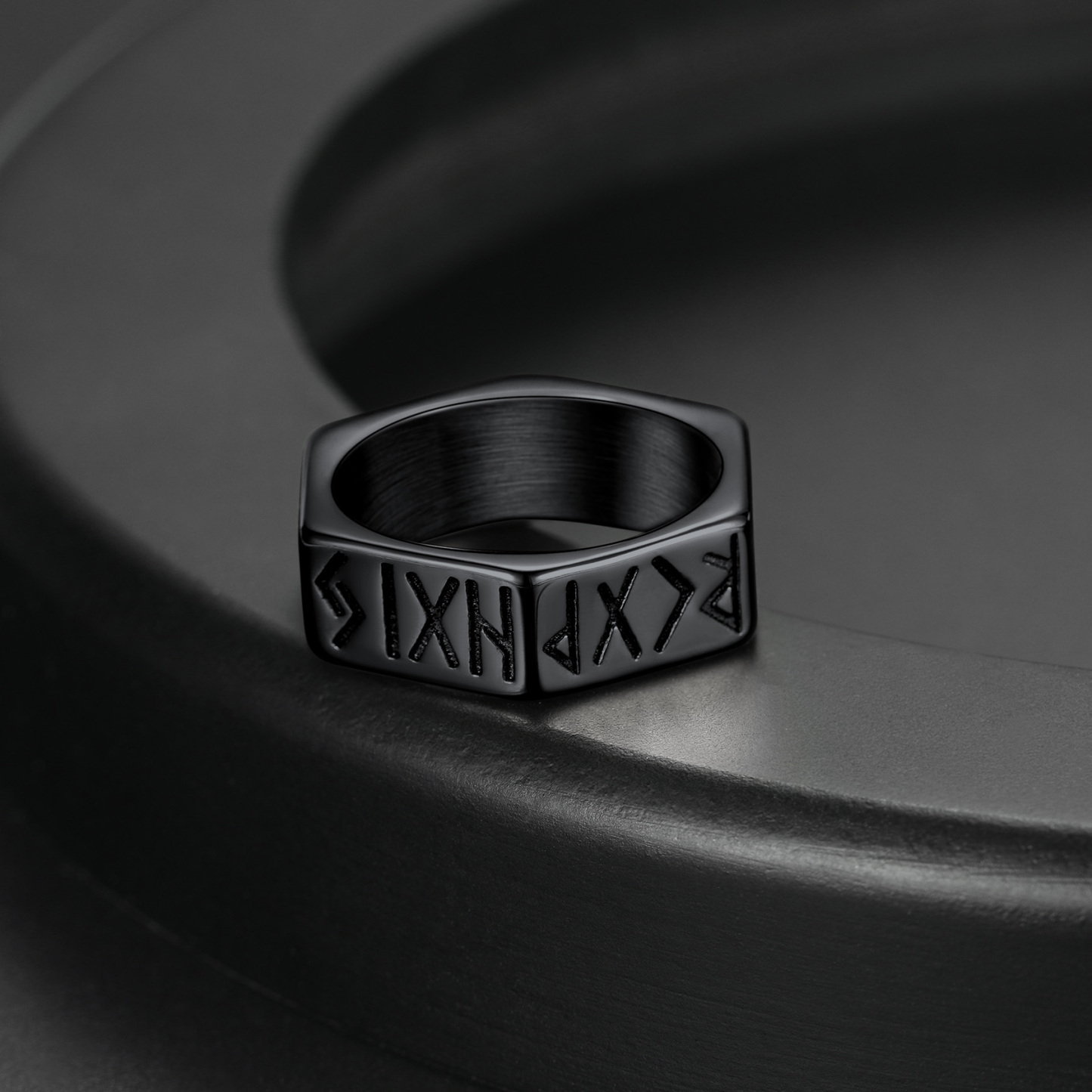 Nordic Rune Hexagonal Ring