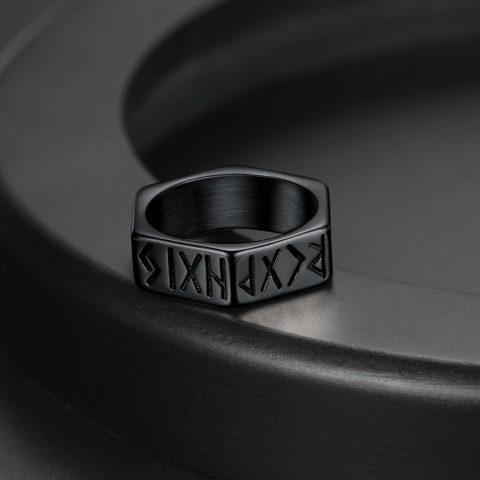 Nordic Rune Hexagonal Ring