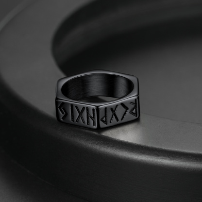 Nordic Rune Hexagonal Ring