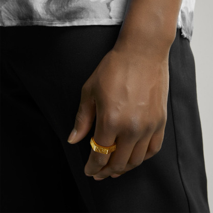 Nordic Rune Hexagonal Ring