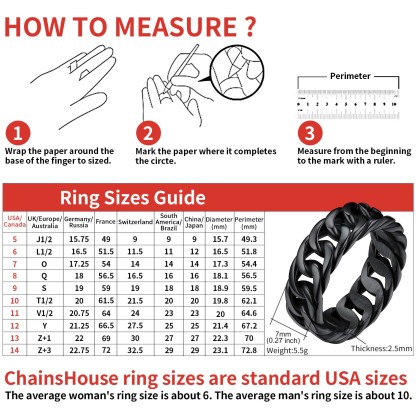 7.3mm Stainless Steel Cuban Link Chain Ring For Men