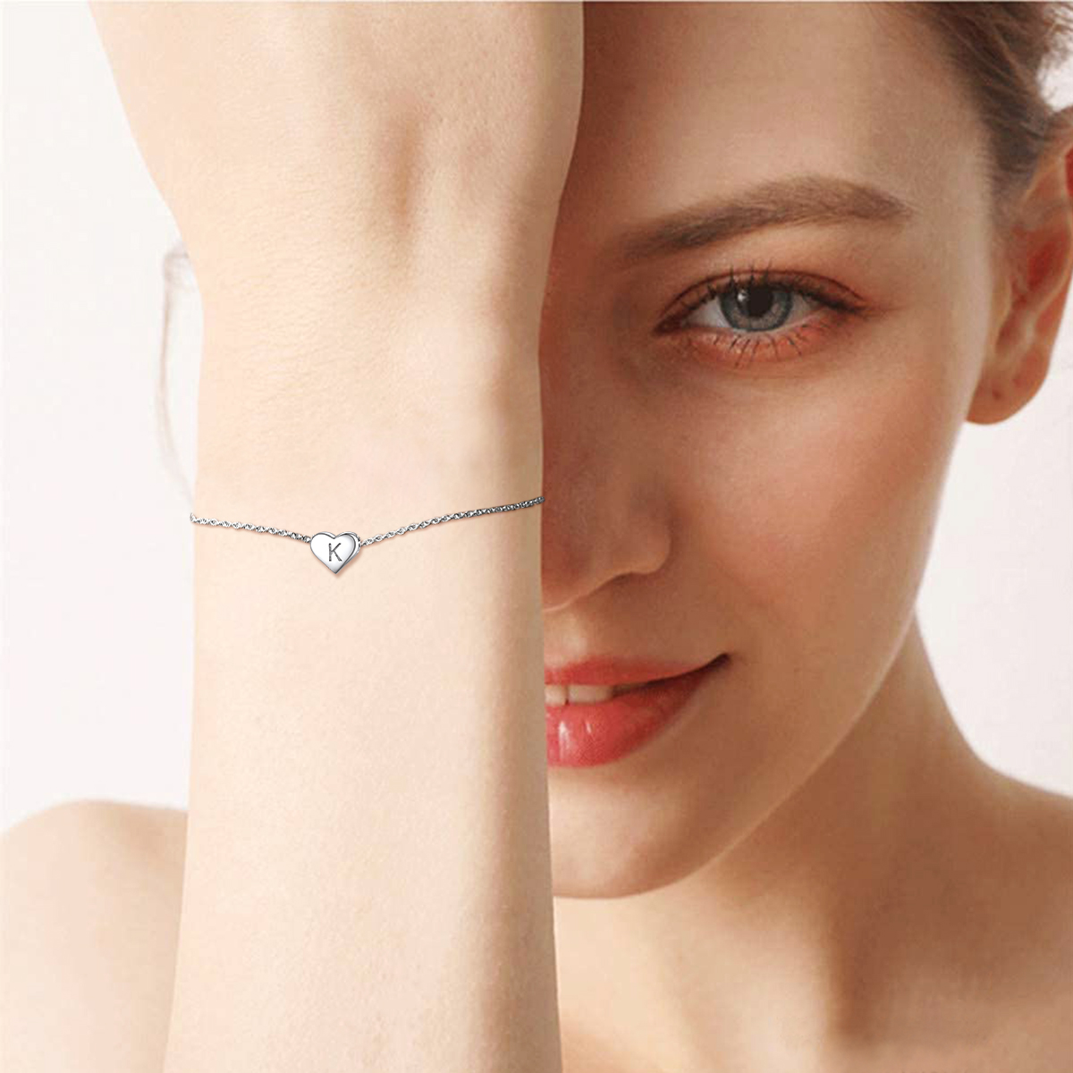 Heart Initial Charm Bracelet