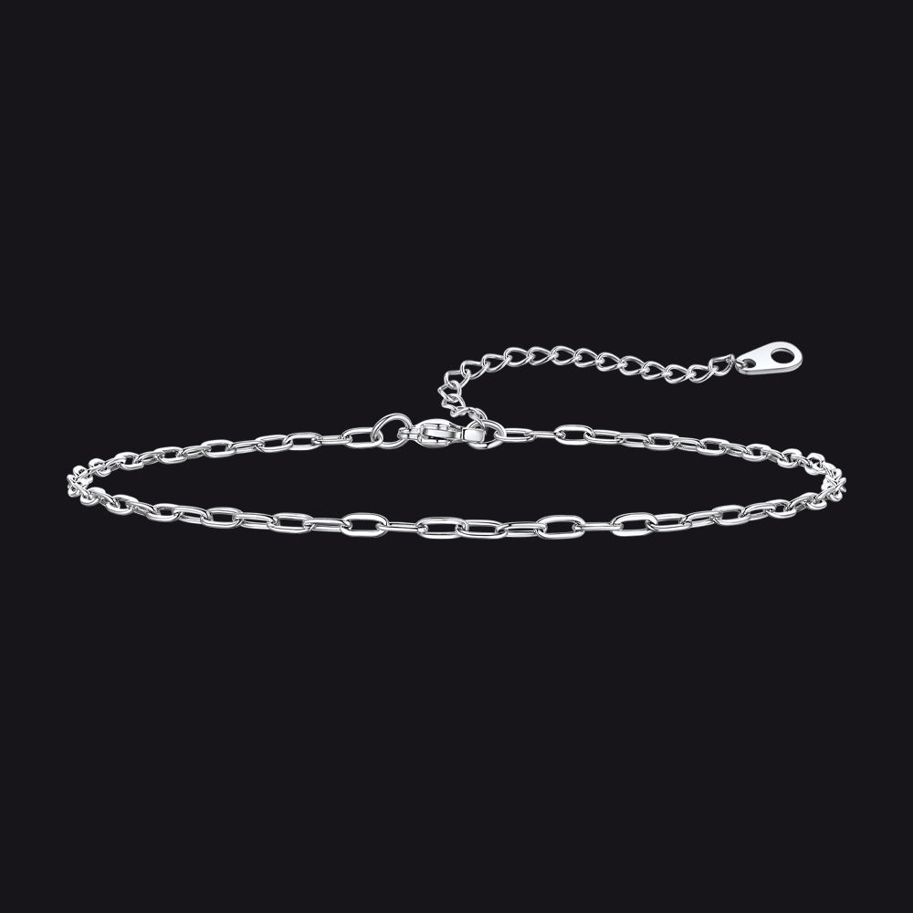 Paperclip Chain Anklet Bracelet for Women 2mm Summer Beach Jewelry