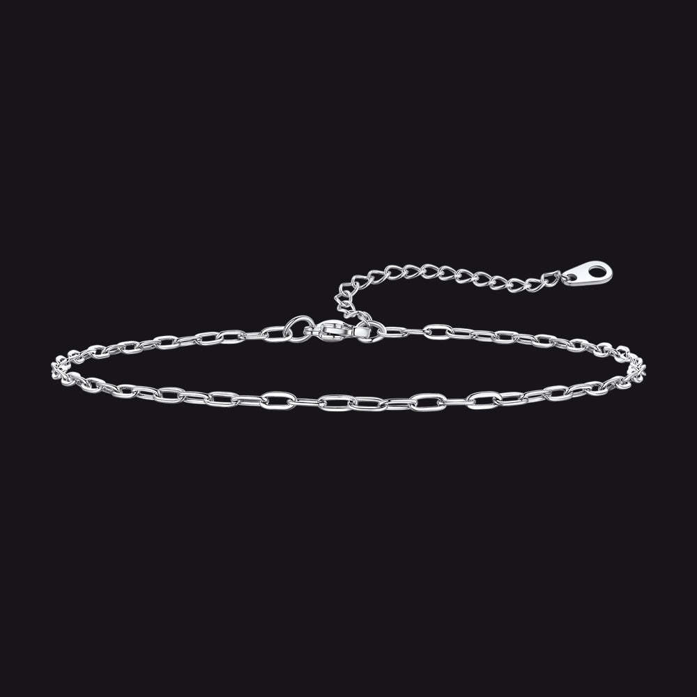 Paperclip Chain Anklet Bracelet for Women 2mm Summer Beach Jewelry