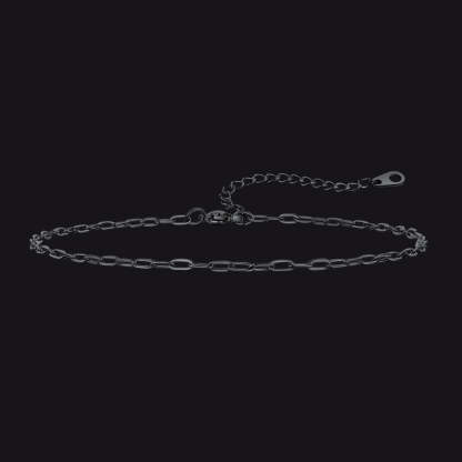 2mm black stainless steel paperclip anklet, edgy minimalist design