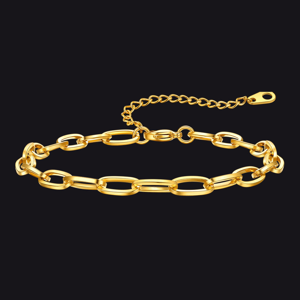 6mm thick gold paperclip ankle chain for women, bold beach accessory