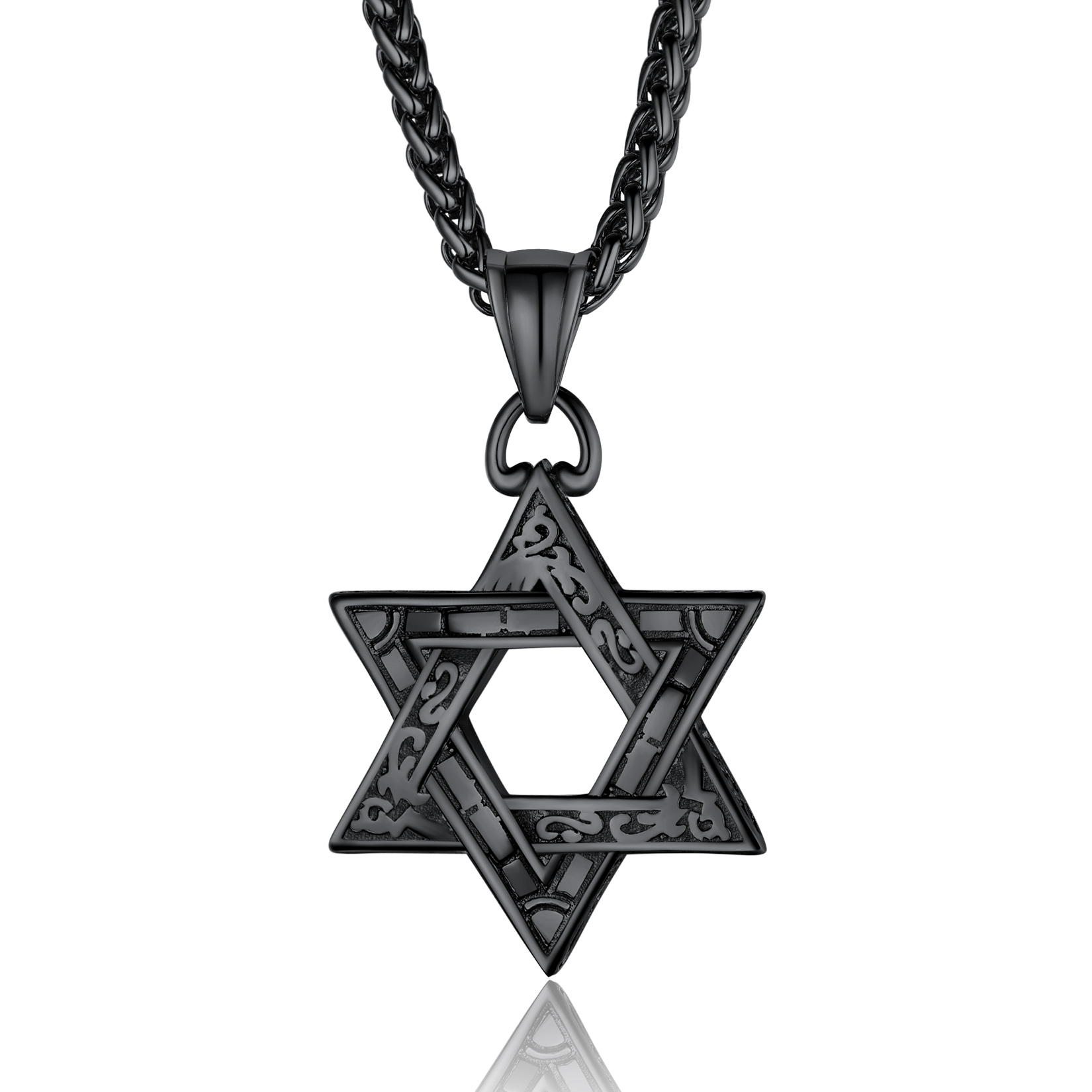 Stainless Steel Star of David Classical Necklace for Men Women