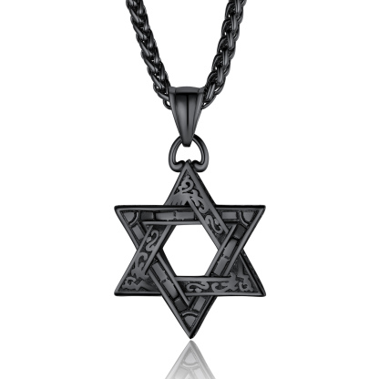 Stainless Steel Star of David Classical Necklace for Men Women