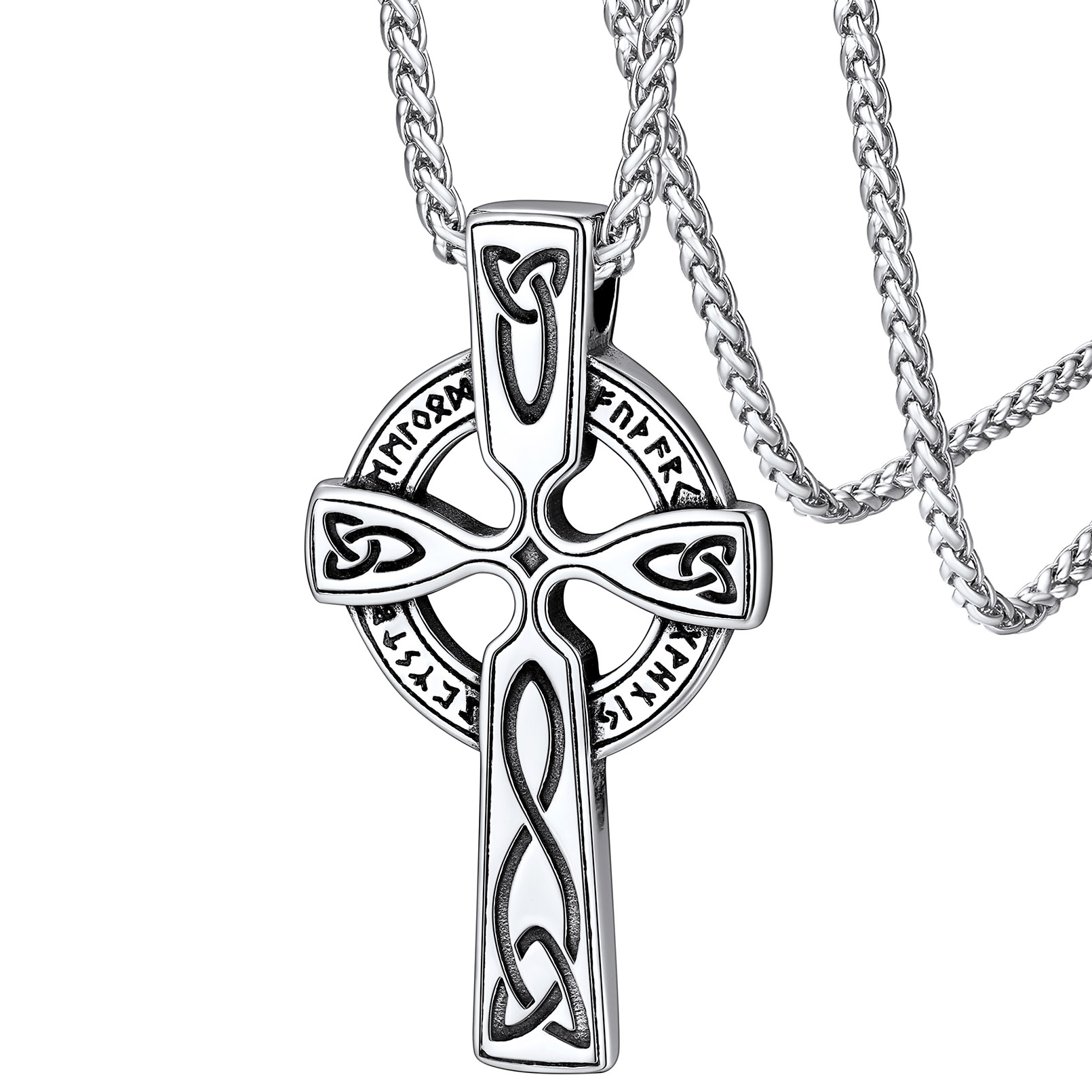 Celtic Knot Cross Pendant Necklace Viking Nordic Style Silver - main image