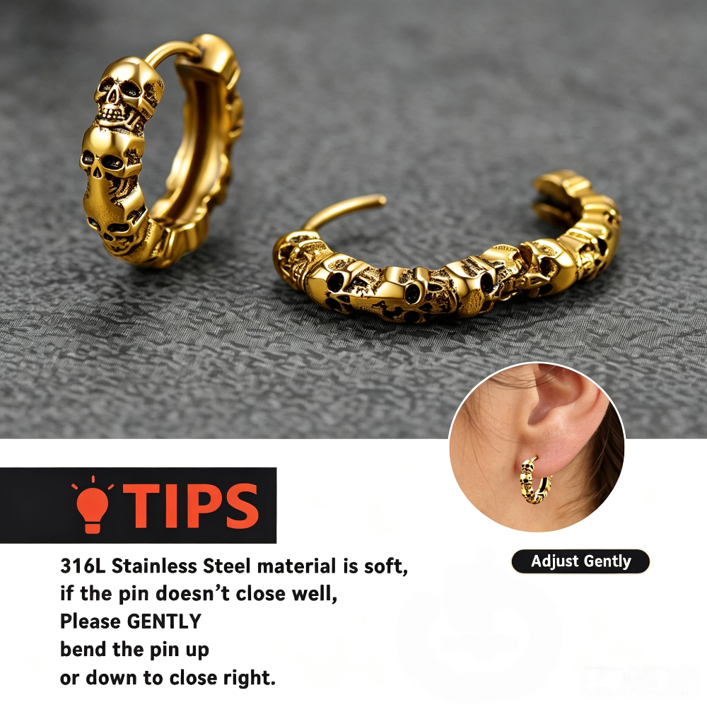 Skull Hoop Earrings for Men Women