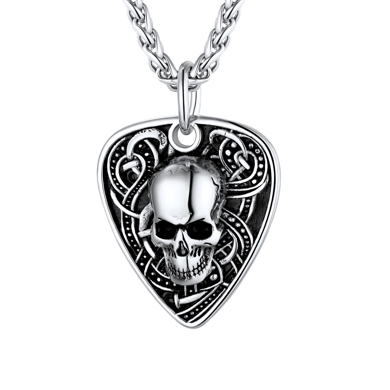 Skull Guitar Pick Necklace for Men 