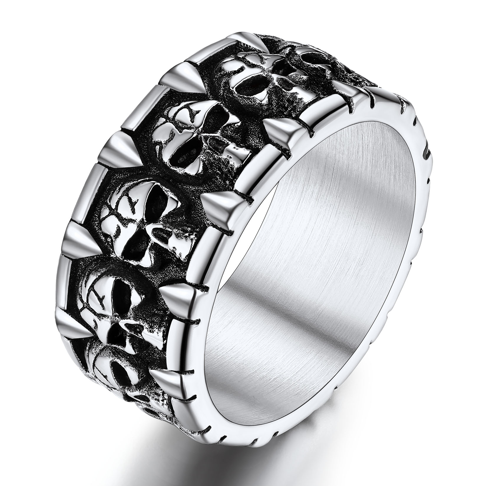 Chainshouse 10mm Stainless Steel Skull Ring  For Men Women 