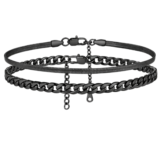 Adjustable Ankle Bracelet Set 316L Steel Gold Plated