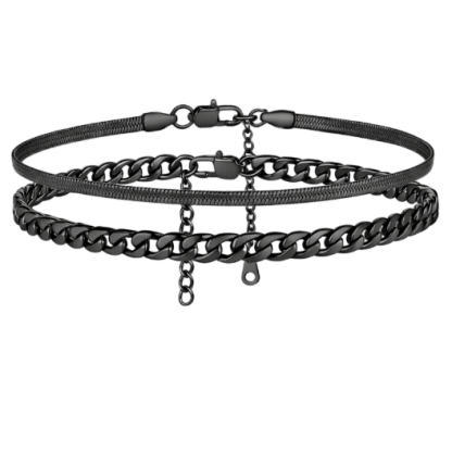 Adjustable Ankle Bracelet Set 316L Steel Gold Plated