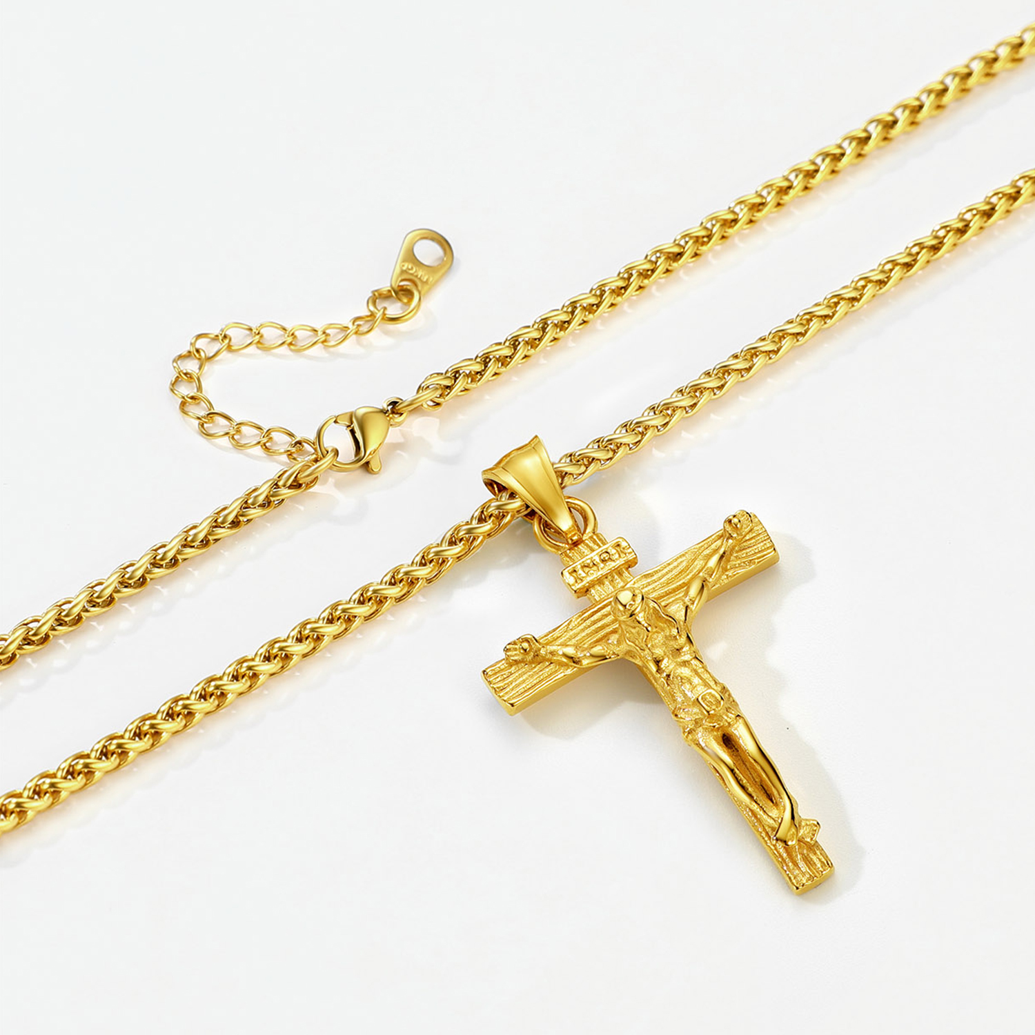 Stainless Steel Christian Jesus Cross Pendant Crucifix Necklace for Men Women