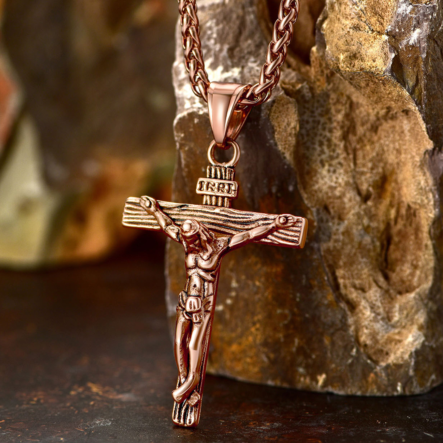 Stainless Steel Christian Jesus Cross Pendant Crucifix Necklace for Men Women