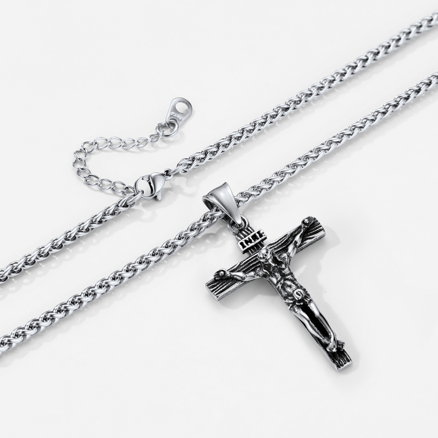 Cross Jesus Pendant Necklace, Stainless Steel-04