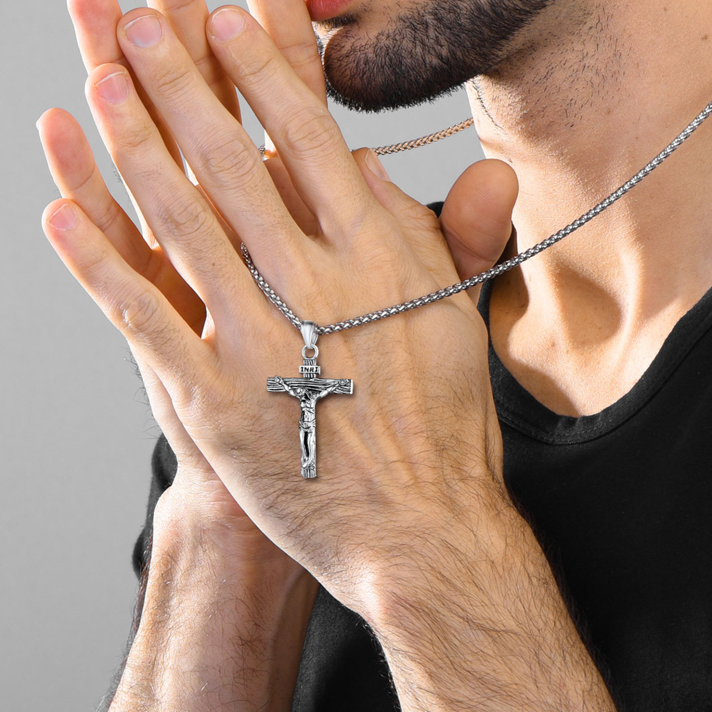 Cross Jesus Pendant Necklace for Men-01