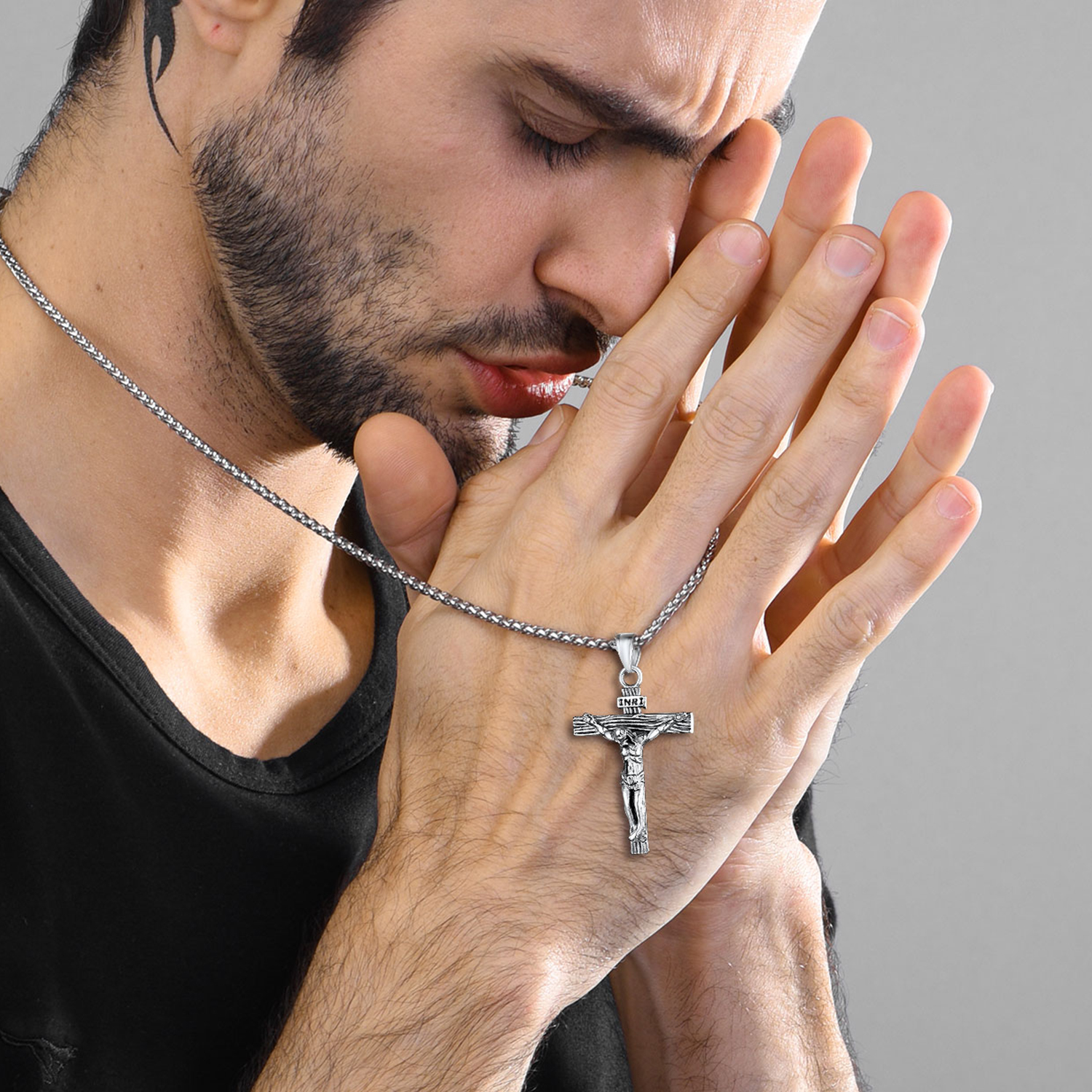 Cross Jesus Pendant Necklace for Men-02