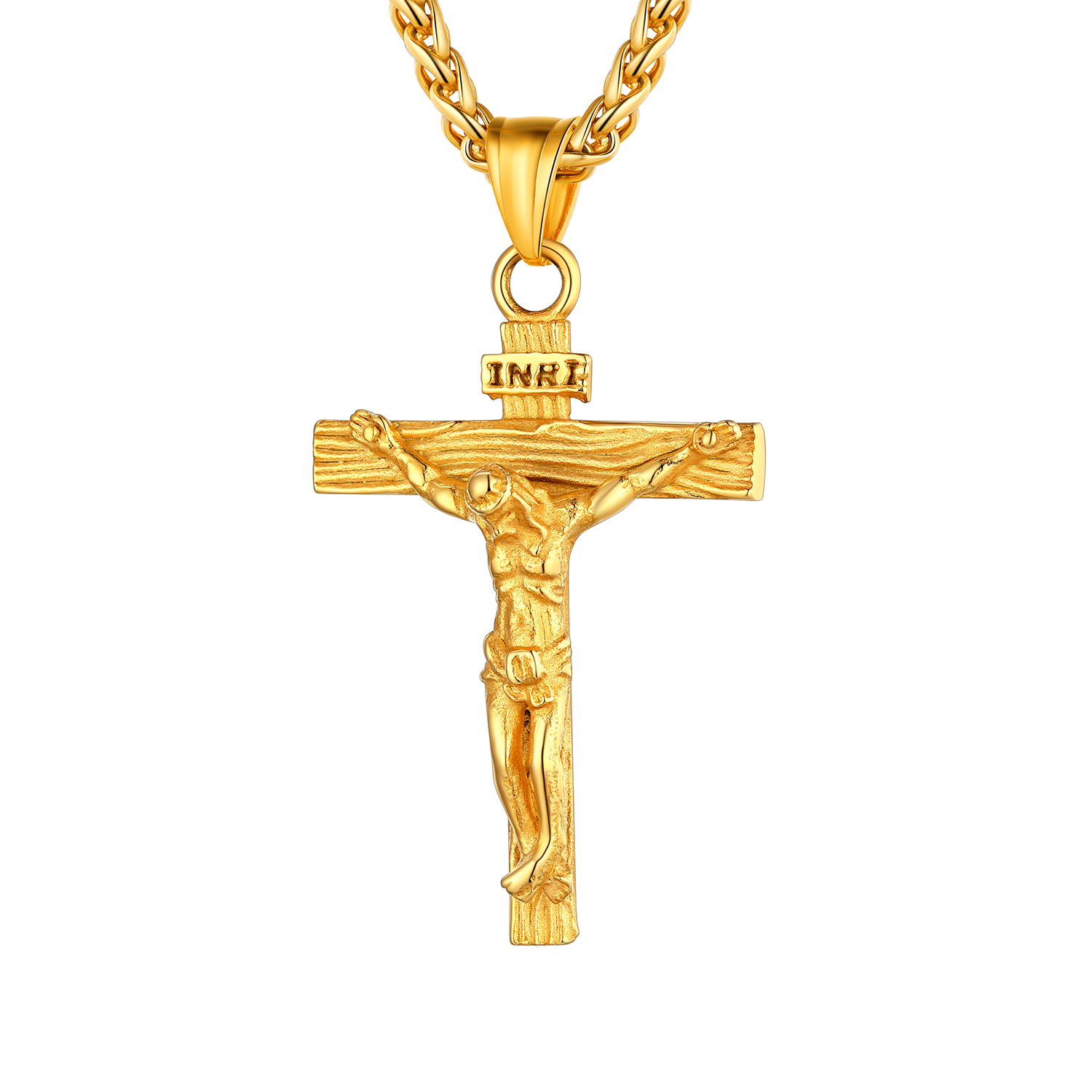Christian Vintage Jesus Cross Pendant Crucifix Necklace for Men Women 