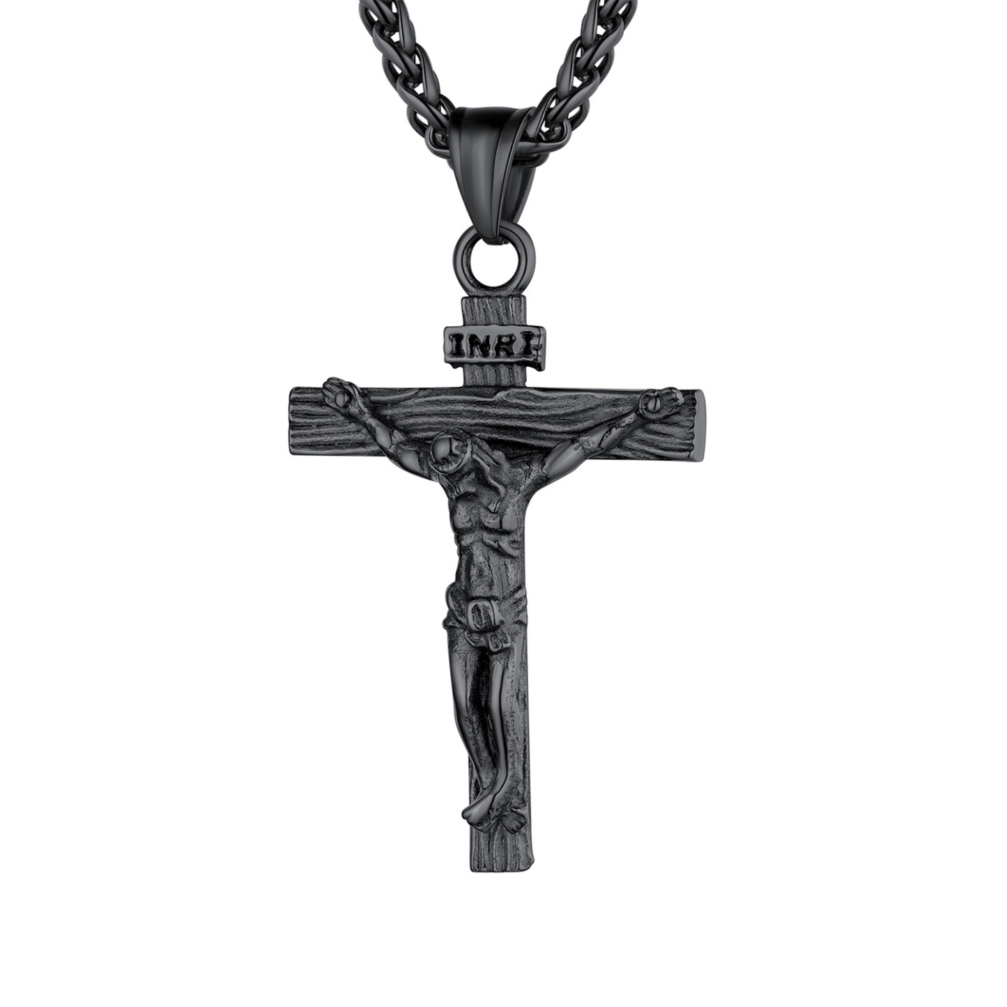 Stainless Steel Christian Jesus Cross Pendant Crucifix Necklace for Men Women