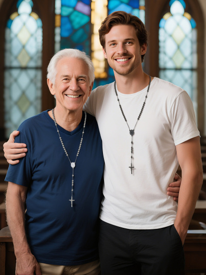 Cross Pendant Chain Necklace Michelle Rosary Beads Black And Silver Wearing Collection(1)