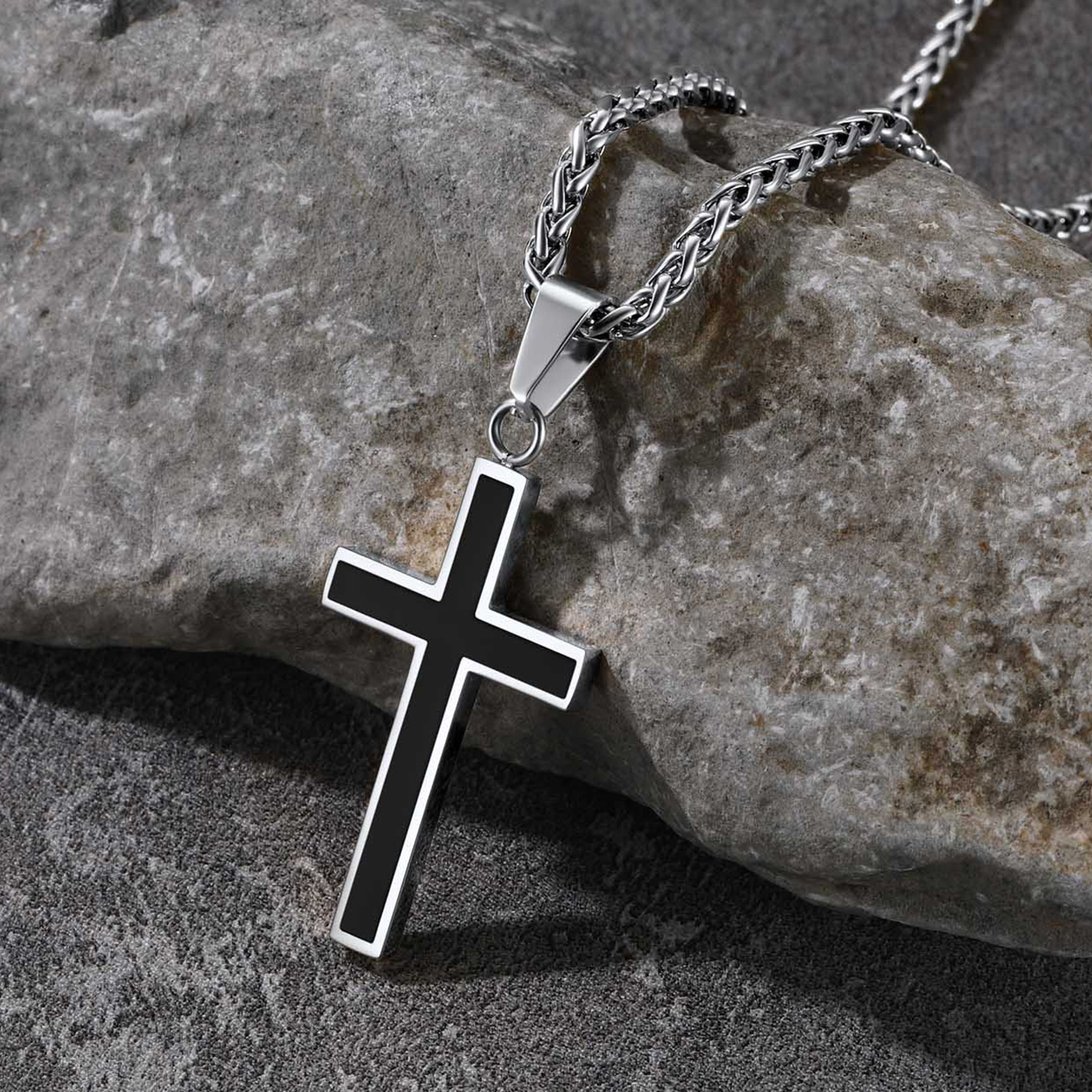 Cross Pendant Necklace, Stainless Steel-01