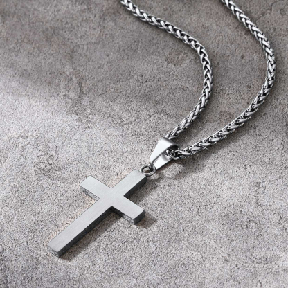 Cross Pendant Necklace, Stainless Steel-03