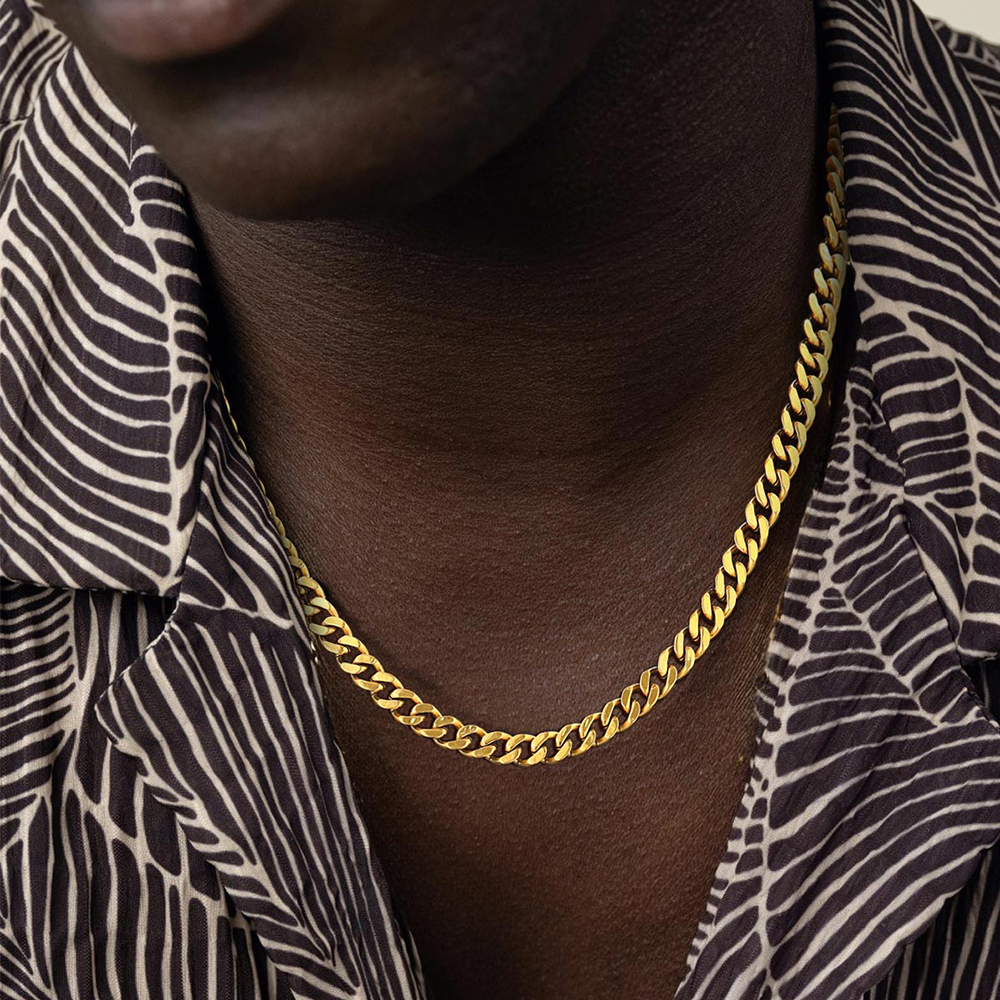 Cuban Link Chain Necklace for Men in 18K Gold Plated - Mens Valentine's Gift