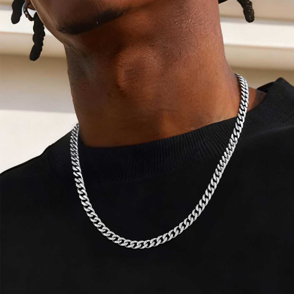 Cuban Link Chain Necklace for Men in Stainless Steel - Mens Valentine's Gift