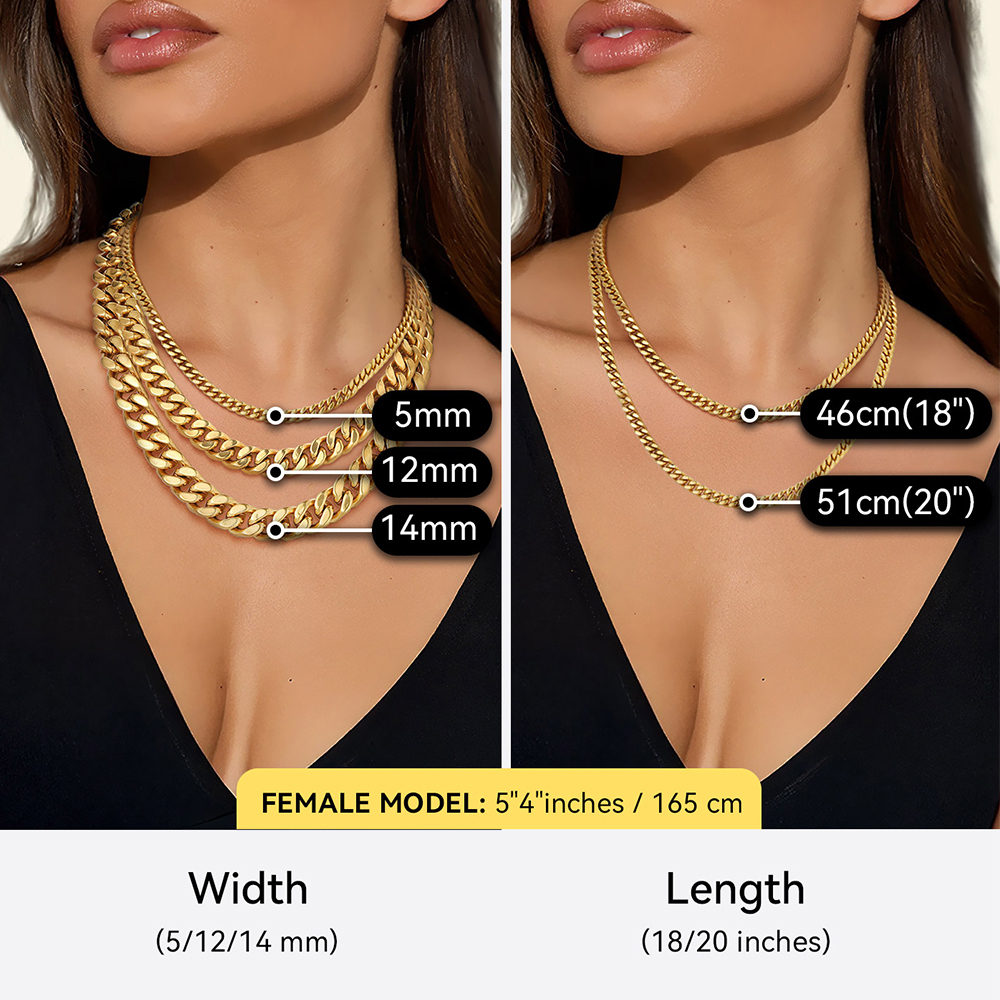 Cuban Link Chain Necklace in Gold Plated Details-Necklace Width, Length