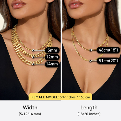 Cuban Link Chain Necklace in Gold Plated Details-Necklace Width, Length